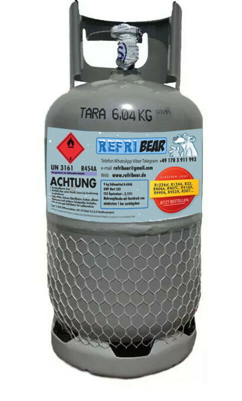 R454A 9kg in Customer-Owned Refillable Steel Cylinder